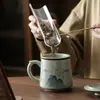 Caneca Pintada à Mão Forno Ge Xícara de Chá de Cerâmica Copo com Separação de Água e Chá Copo Pessoal para Escritório Xícara de Chá de Alta Qualidade Presente