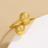 Anillo Geométrico Popular de Moda Europea y Americana Transfronterizo con Cuentas Cruzadas Diseño de Bola Metálica Joyería para Manos Joyería al por Mayor para Mujeres