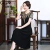Novo Vestido de Verão Sra. Kuo 40-50 Anos Vestido de Cor Lisa de Comprimento Médio Roupa de Mãe Atacado Dropshipping
