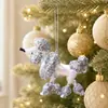 Decoración navideña adorno mini poodle colgante para árbol de Navidad ambiente festivo bola con forma decoración de ventana adorno colgante