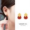 Aretes de Calabaza de Ágata Nanhong Plata Esterlina S925 para Mujer, Aretes de Diseño Rojo de Estilo Nacional Retro de Nuevo Estilo Chino, Regalo