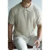 Estilo Old Money Camisa Polo de Punto Transpirable que Absorbe la Humedad de Lino y Lyocell Italiano para Hombre 2026 Manga Corta Casual Ligera para Negocios