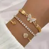 Novo conjunto de pulseiras com figura 8 infinito cravejado de diamantes, transfronteiriço europeu e americano, joias da moda em liga metálica simples retrô criativa, atacado