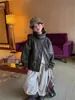 Jaqueta de Couro Coleção Outono 2026 Cheese and Meow Boy Gola Alta Estilo Motociclista Versão Coreana Jaqueta Infantil de Couro PU Top