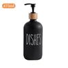 Botella de desinfectante de manos Amazon Boston, botella de vidrio, cabezal de bomba de madera de bambú, dispensador de jabón, botella de champú, juego de dos piezas