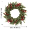 Guirlanda de pinha artificial de Natal com bagas vermelhas e decorações de pinha, anel de cipó festivo para pendurar na porta, ornamento de decoração para casa
