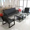 Sofá de escritório moderno minimalista, adequado para áreas de recepção de negócios, sofá de três lugares com um conjunto simples de mesa de centro e mesa lateral quadrada, frete grátis