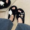 Zapatillas de algodón nuevas de otoño e invierno para mujer, ropa de exterior 2023, para el hogar, interiores, con dibujos animados, lindas zapatillas peludas de moda coreana