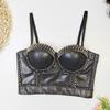 Encomendas de comércio exterior europeu e americano espartilho de couro PU desgaste externo vest-style espartilho emagrecedor couro sling top Suporte recolhido tubo apertado top