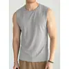 Camiseta sin mangas modal negra para hombre, camiseta sin mangas de seda helada para fitness, fresca, de secado rápido, antibacteriana, sudadera de cuello redondo, chaleco deportivo