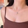 Collar de diamantes con lazo de plata esterlina s925 para mujer, diseño de nicho, ligero, lujoso, de alta calidad, con cadena de clavícula de diamantes brillantes.