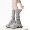Calcetines apilados, calcetines blancos, calcetines altos para mujer, estilo JK, otoño/invierno, combinados con botas de nieve, calcetines altos cálidos, calcetines altos de punto estilo JK