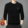 Suéter de Terciopelo para Hombres de Mediana Edad con Hurón Invierno Nueva Llegada Forrado de Felpa Tejido Grueso Suéter Casual Cálido Traje Superior
