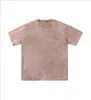 Camiseta de Manga Corta Pesada de Algodón Lavado 230g Estilo Vintage Batik Retro para Niños Estilo Europeo y Americano Casual Versátil