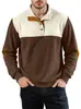 Sudadera con cuello de bloques de color para hombre transfronteriza, nueva sudadera de punto jacquard casual de manga larga con protección en los codos de primavera y otoño europea y americana de Amazon