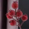 Fruta de granada miniatura, de tallo corto y realista, cuentas de vidrio en forma de granada de 6 ramas, decoraciones de bayas para arreglos florales de Año Nuevo, accesorios florales