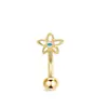 Piercing de Umbigo de Aço Inoxidável Transfronteiriço em Formato de T com Flor Borboleta Incrustada de Zircônia Moda Tendência Joias para Piercing Atacado