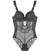 Body Sexy de Renda Francesa para Seios Pequenos, Franzido, Anti-Queda, Levanta, Modelador, Emagrecimento, Lindo Costas Peça Única Lingerie