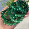 Pulsera de ágata verde natural para hombres y mujeres, pulsera de múltiples hilos de cuentas redondas, cuentas budistas de calcedonia de alta transparencia, joyería decorativa, disponible para venta al por mayor