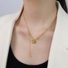 Makar Diseño francés viento frío bola de acero Mickey estrella de cinco puntas collar cadena de clavícula titanio acero 18K juego de joyería