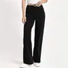 Pantalones Largos de Mujer Estilo Americano Negros de Tiro Alto para Chicas Atrevidas Pierna Recta Adelgazantes Favorecedores Ligeramente Elásticos Pantalones de Mezclilla Extensos para Mujer Stock Europeo y Americano