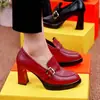Zapatos de tacón alto con plataforma de agua puntiagudos para mujer 2023 Primavera Nuevos Zapatos de moda con suela gruesa y tacón grueso Boca profunda Zapatos de cuero para mujer