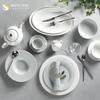 Cuencos y Platos Destacados de Celebridades de Internet para el Hogar y el Hotel Ajustes de Mesa Creativos Platos y Platos Simples Blanco Puro Gris Acanalado Juego de Vajilla de Cerámica