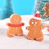 Novo Homem de Gengibre Fofo de Natal Micro Paisagem Neve Pequenos Enfeites DIY Desenho Animado Natal Resina Pequenos Acessórios