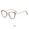 Gafas de Moda Cat-Eye Europeas y Americanas de Moda con Protección contra Luz Azul, Aptas para Lentes Graduados, Montura de Metal