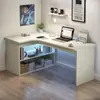 Escritorio de esquina para uso doméstico, escritorio de estudio, escritorio para computadora, escritorio de oficina, tocador de dormitorio, estantería integrada en el escritorio de esquina