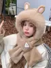 Sombrero para Mujer 2026 Invierno Nuevo Estilo Orejas de Conejo Lindas Bufanda y Guantes de Felpa Todo en Uno Caliente Protección para Orejas Calentador de Cuello