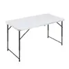 Mesa plegable de moldeo por soplado Mesa de plástico Mesa plegable para exteriores y sillas Puesto doméstico Mesa elevable simple y portátil Taburete redondo largo