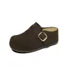 Mules Gu Yun de sola grossa com 7cm de aumento de altura e bico fechado para mulheres, novo modelo outono 2026, sapatos simples e versáteis estilo Birkenstock