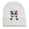 Nuevo Gorro de Lana Tejido con Bordado de Panda Lindo Protección para Orejas Gorro de Pareja Otoño e Invierno Dibujos Animados Gorro de Lana Bordado Cálido Gorro Pulóver
