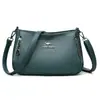 Bolsa Transfronteiriça de Couro Macio, Nova Bolsa Feminina de Couro Macio com Grande Capacidade, Bolsa de Ombro Versátil, Bolsa Transversal Feminina de Couro Macio com Múltiplas Camadas