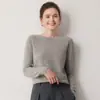 Suéter minimalista 100% cachemira pura para mujer, cuello redondo, manga larga, tejido, casual, adecuado para ir al trabajo, jersey base suave y cómodo