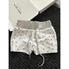 Shorts de pijama a rayas de estrella estilo americano picante para niñas, shorts de verano cómodos con cordón, pantalones deportivos para casa adecuados para usar al aire libre