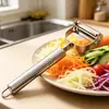 Descascador de maçã de cara sorridente de duas cabeças multifuncional descascador de frutas de aço inoxidável ralador de batata gadget de cozinha
