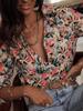 Ropa de Talla Grande para Mujer Comercio Exterior Transfronterizo Nueva Camisa Estampada para Mujer Literaria Retro Holgada Versátil Encaje Cárdigan de Gama Alta