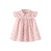 Vestido para Meninas 2026 Verão Novo Estilo Vestido Princesa Infantil Camisa Coelho Rosa Saia Floral para Crianças Pequenas