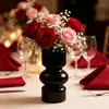 Vaso de plástico preto em formato de cabaça, decoração criativa de cerâmica imitada para mesa de sala de estar, recipiente para arranjo de flores secas, atacado do fabricante
