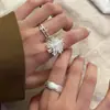 Anillos de Fuegos Artificiales Dulces y Frescos Apilables para Mujeres, Anillos Abiertos Geométricos de Doble Capa de Estrella de Onda Cepillada, Anillos de Dedo Índice de Estilo Ins de Moda