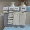 Meias Femininas Bordadas Série 26 Cinza Primavera/Verão com Etiquetas de Tecido, Meias Macias Estilo Australiano e Japonês/Coreano, Meias Retas para Estudante, Meias Respiráveis de Cano Médio