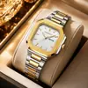 2026 Novo Modelo Quadrado Patek Moda Calendário Pulseira de Aço Masculino Negócios Transfronteiriço Cronógrafo Moda À Prova D'água Relógio de Quartzo