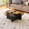 Luz de liquidación lujo moderno minimalista italiano vidrio templado mesa de centro redonda apartamento pequeño sala de estar uso doméstico estilo minimalista ins