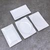 Plato rectangular de cerámica blanca pura para uso comercial y doméstico, ideal para cenas frías, vajilla de hotel.