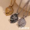 Pendente Hip Hop Personalidade Europeia e Americana Celebridade da Internet Pingente de Coroa Leão Aço Inoxidável Banhado a Ouro 18K Colar Torcido para Homens