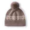 Venta al por mayor de fábrica 100% Cachemir Transfronterizo Otoño/Invierno Nuevo Jacquard Engrosado Gorro con Pompón Cálido Protección contra el Frío Protección para los Oídos Cubre Cabeza Gorro