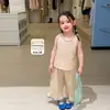 Conjunto de Ropa para Niñas, Verano Floral Delgado Casual, Conjunto de Dos Piezas, Top y Pantalones de Bebé Clase A