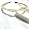 Faixa de Cabeça com Pérolas Douradas e Prateadas Acessórios de Cabelo para Noivas Franja Moda Simples Europeia e Americana Faixa de Cabeça Trançada Corrente Acessório de Cabeça Atacado Cabelo Quebrado